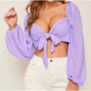 Shein Purple tie front top